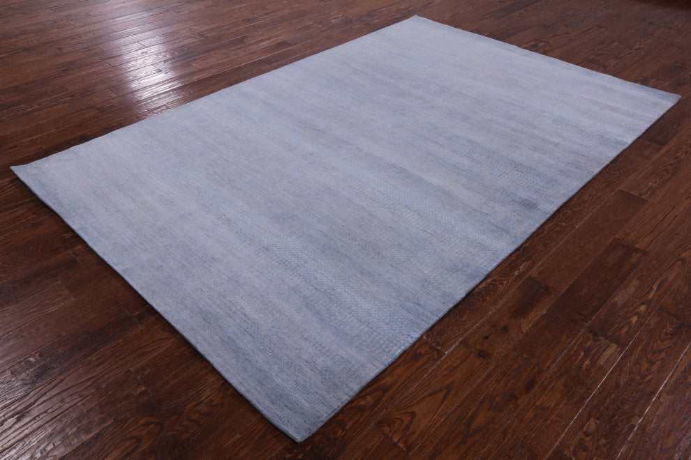 Wool and Silk Hand Knotted Savannah Grass Rug 6' 1" X 9' 3" Q11394