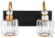 Dimmable Vanity Light With Crystal Accents, Black/Gold, 2 Light
