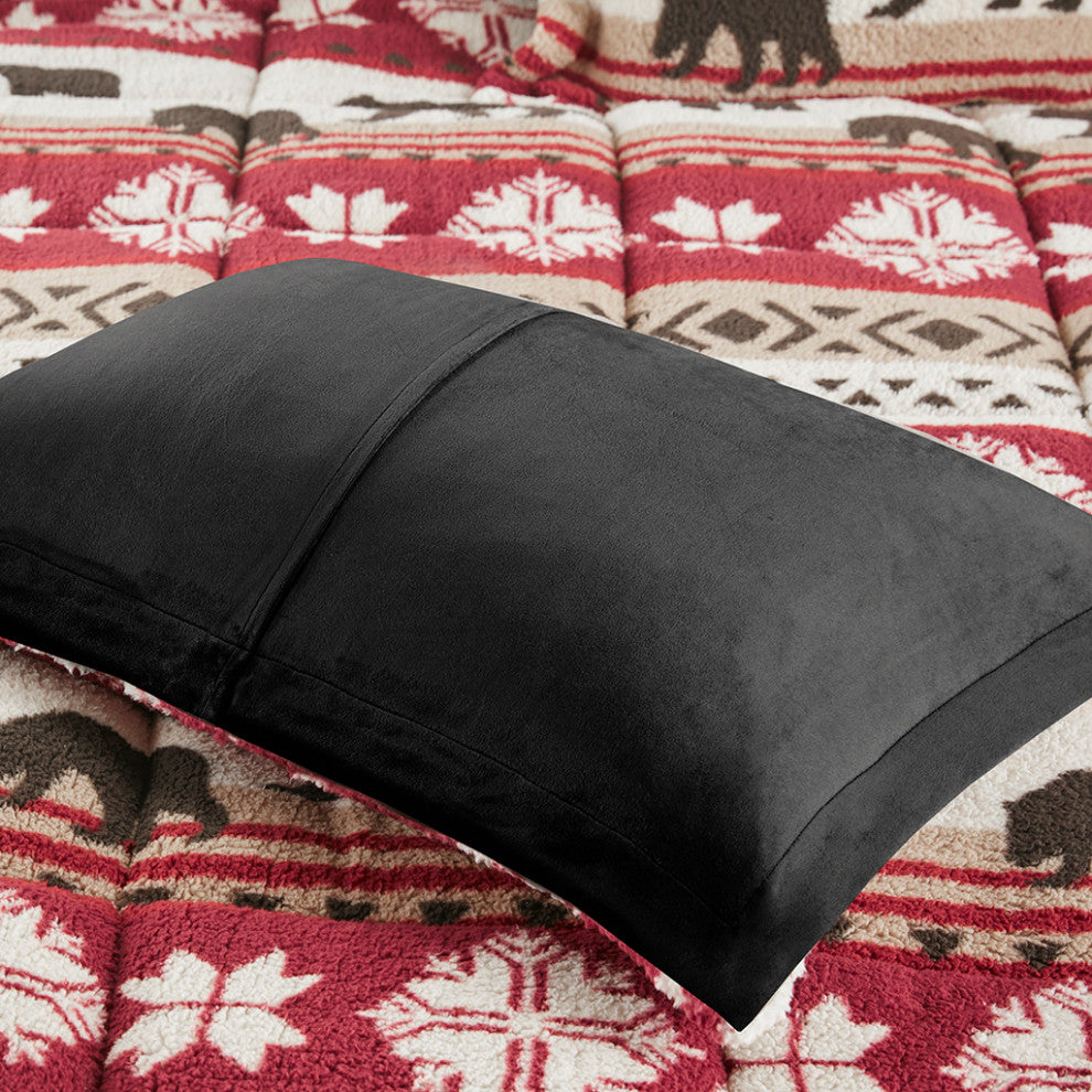 Woolrich Tunbridge Winter Cabin Sherpa Comforter Set, Red