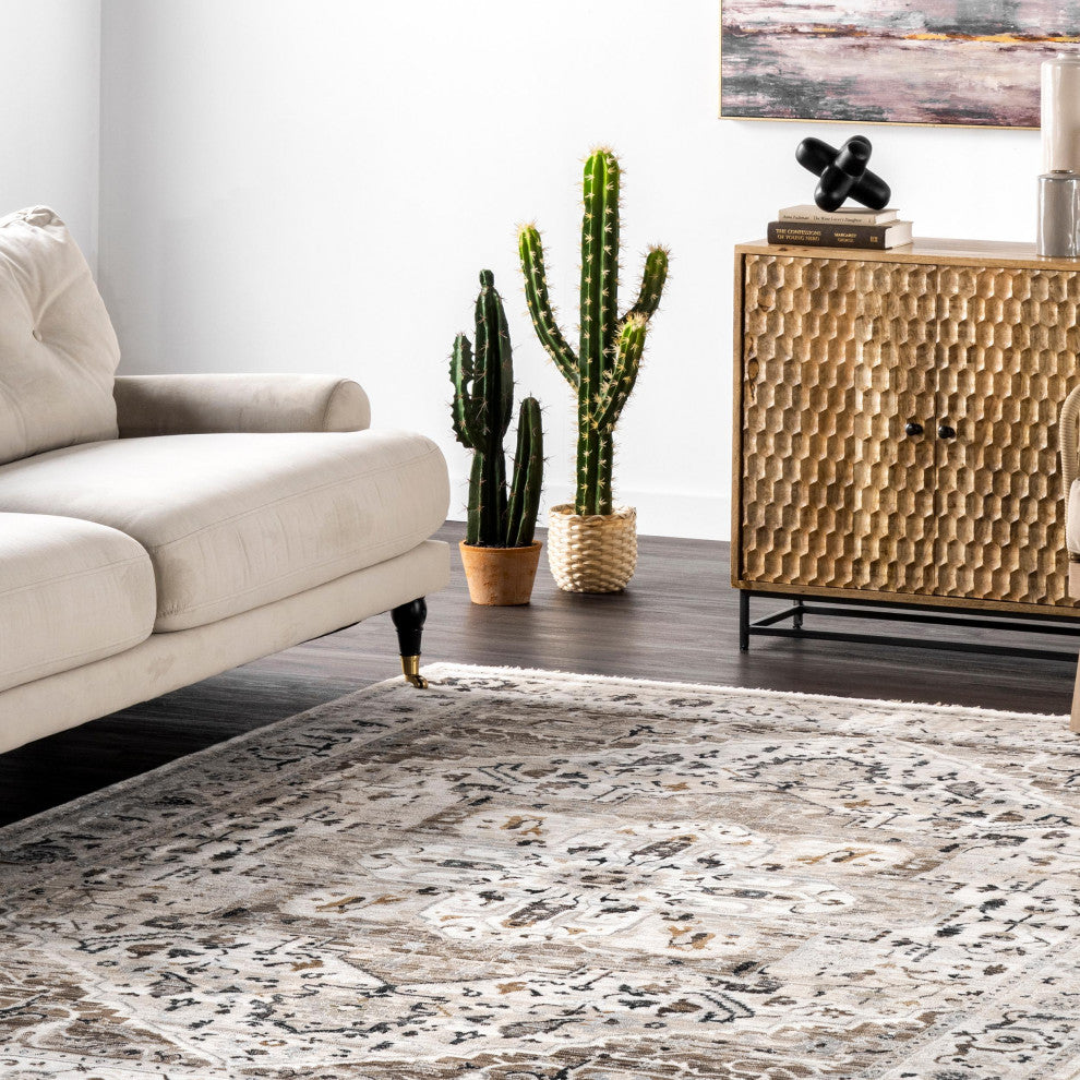 Nuloom Aziza Traditional Area Rug, Beige 9'x12'