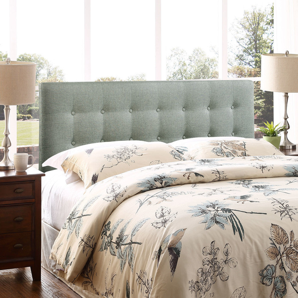 Modern Contemporary Full Size Fabric Headboard, Gray Fabric