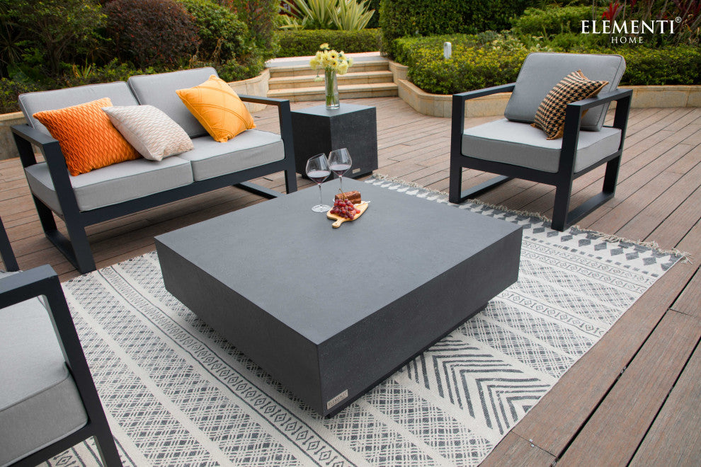 Tevere 40" Square Concrete Coffee Table, Slate Black