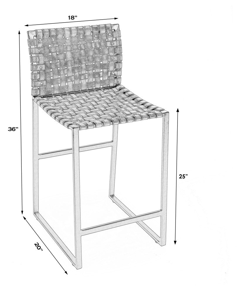 Urban Woven Leather 25" Counter Stool, Black