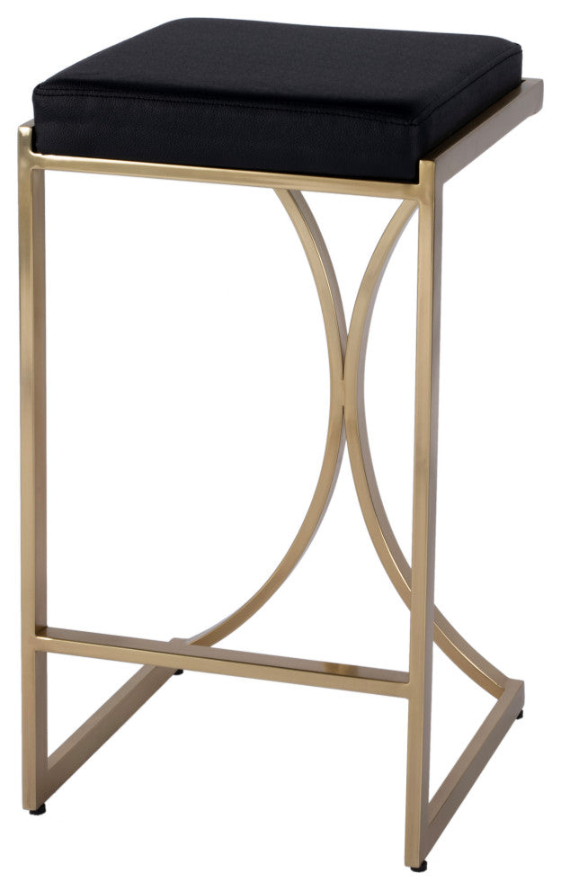 Natalya 24" Counter Stool, Black Leather