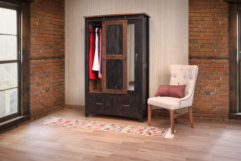 Greenview Wardrobe Armoire, Rustic Black