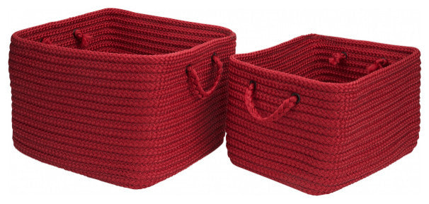 Colonial Mills Basket Modern Farmhouse Braided Mudroom Deep Red Rectangle