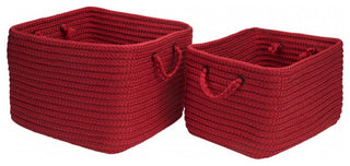 Colonial Mills Basket Modern Farmhouse Braided Mudroom Deep Red Rectangle