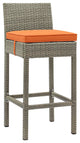 Light Gray Orange Conduit Outdoor Patio Wicker Rattan Bar Stool