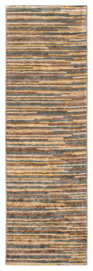 Surya Quartz QTZ-5034 2'6"x10' Rug, Teal/Mustard/Wheat/Dark Brown/Charcoal