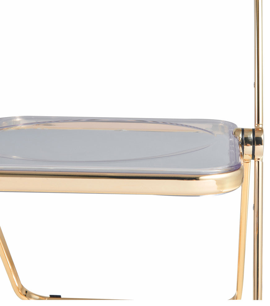 Lawrence Acrylic Folding Chair With Gold Frame, Clear
