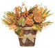 18" Pumpkins Berries Leaves and Grass Wall Mounted Basket Decor