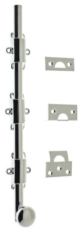 Genuine Solid Brass 12" Heavy Duty Surface Bolt, Polished Chrome