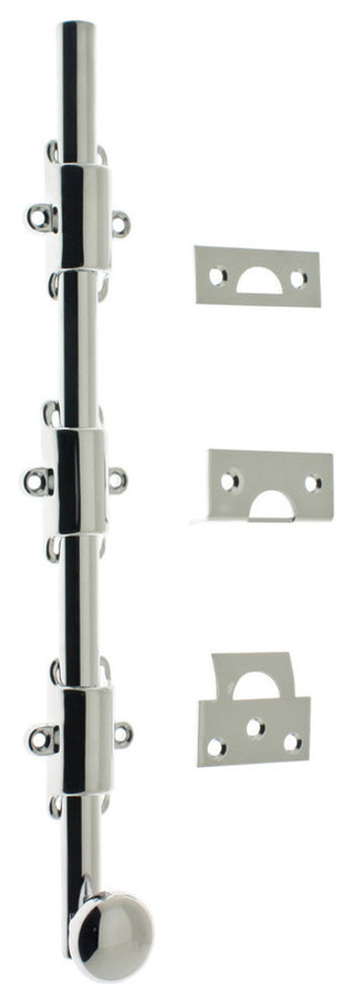 Genuine Solid Brass 12" Heavy Duty Surface Bolt, Polished Chrome