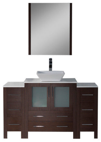 Sydney 54" Vanity Set With Vessel Sink and Double Side Cabinets