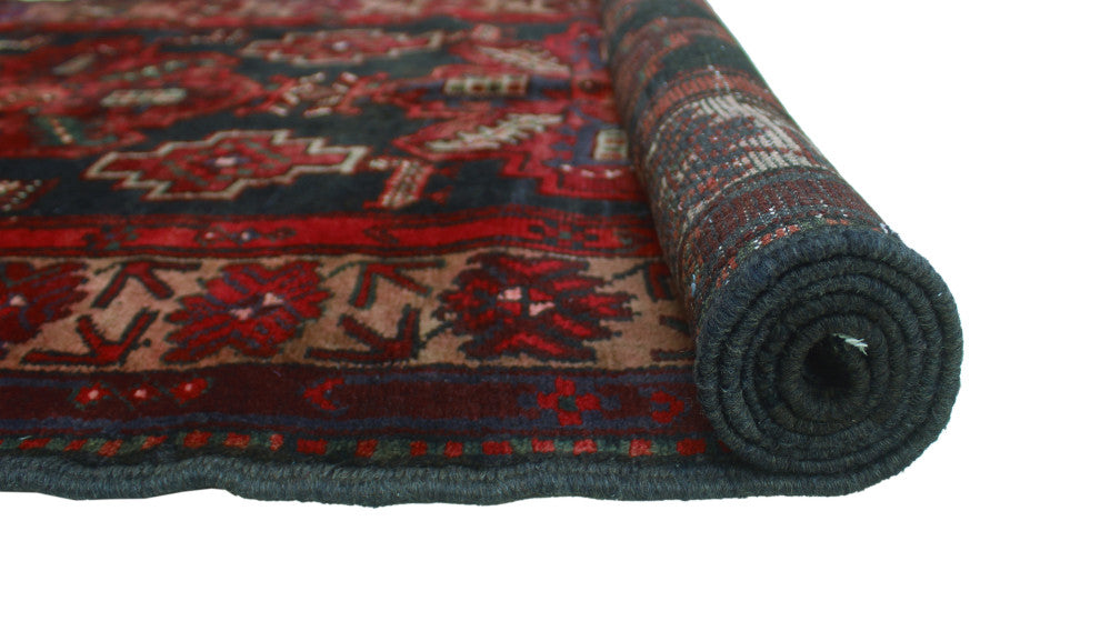 Semi Antique Alexina Rust/Navy Runner, 3'5x8'2