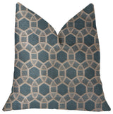 Pineapple Slice Blue and Beige Luxury Throw Pillow, 18"x18"
