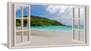 "Open Window To Calm Seashore" Seashore Canvas Art, 40"x20"