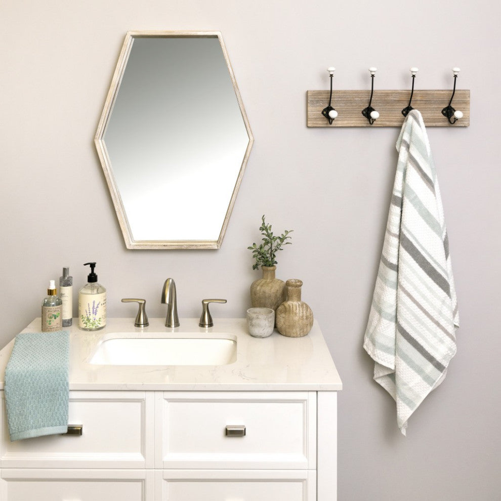 Wood and Metal Hooks With Ceramic Knobs