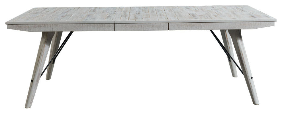 Modern Rustic 72-90" Trestle Dining Table, Weathered White
