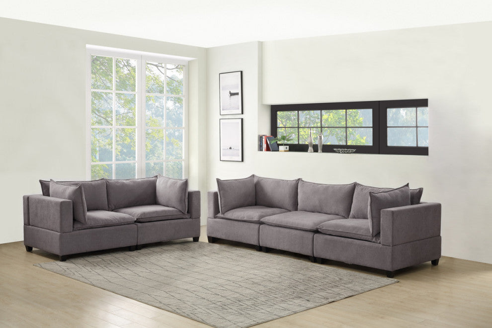 Lilola Home Madison Light Gray Fabric Sofa Loveseat Living Room Set