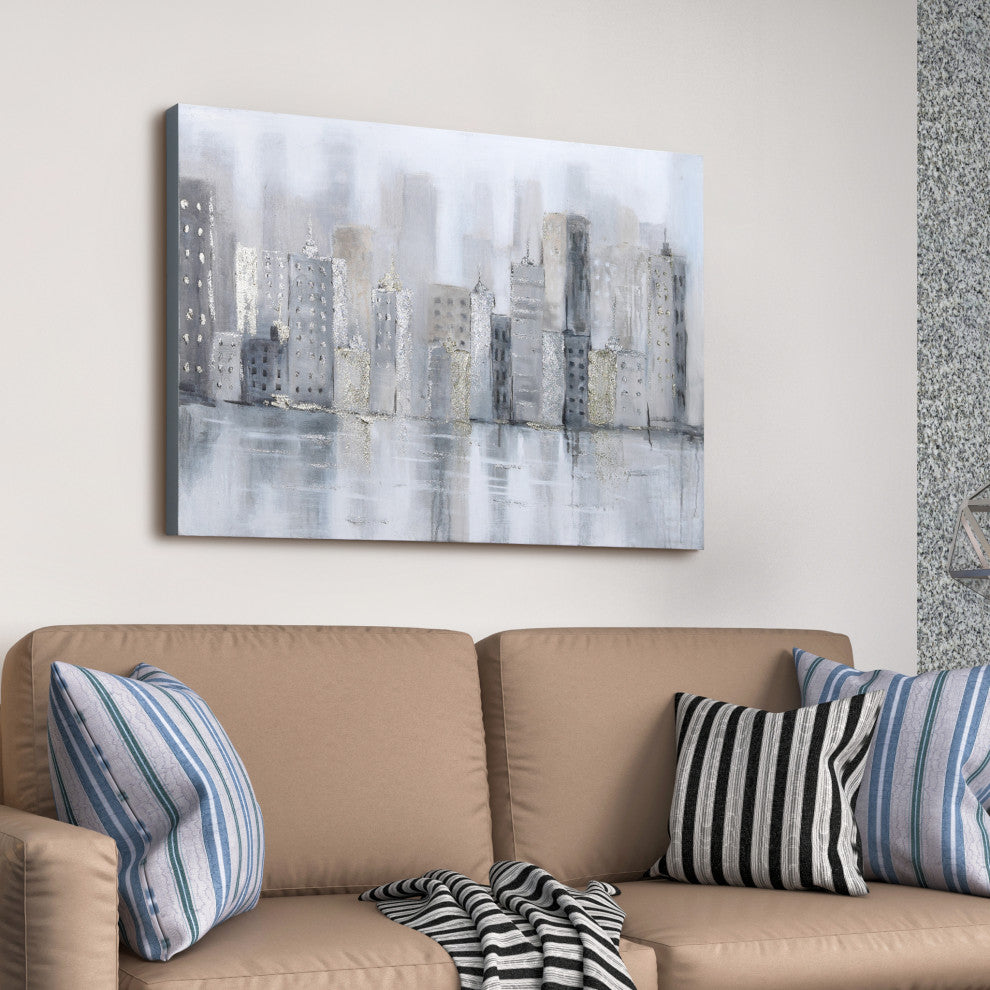 Foggy City Textured Metallic Hand Painted Wall Art by Martin Edwards
