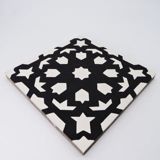 Fes Handmade Cement Tile, Black/White, Sample