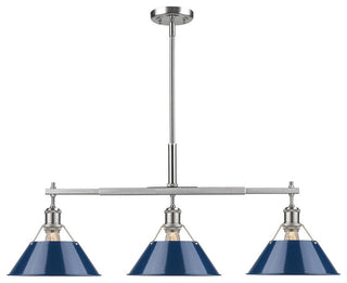 Golden Lighting Orwell Linear Pendant, Pewter, Navy Blue Shade