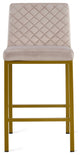 Modern Velvet 2 Bar Chair, Metal Legs for Dining,Kitchen and Bar, Beige Brown
