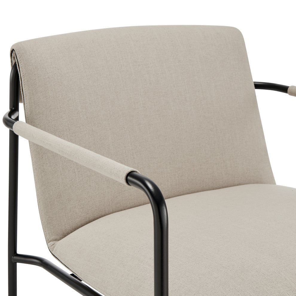 Ludvig Lounge Chair, Tan Fabric With Black Frame