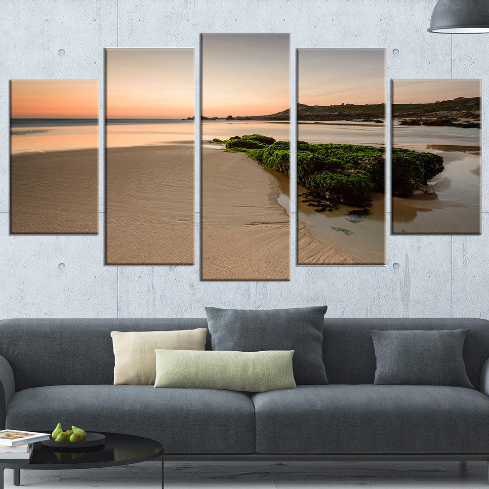 "Beach at Sunset in Spain" Seashore Photography Canvas Print, 5 Panels, 60"x32"
