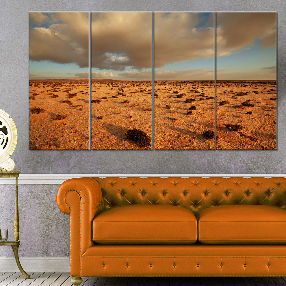 Desert in Western Sahara, Landscape Canvas Art Print, 48"x28", 4 Panels