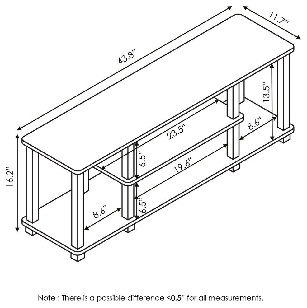 No Tools 3D 3-Tier Entertainment TV Stands With Square Tube, Walnut/Brown