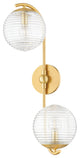 2 Light Wall Sconce, Aged Brass