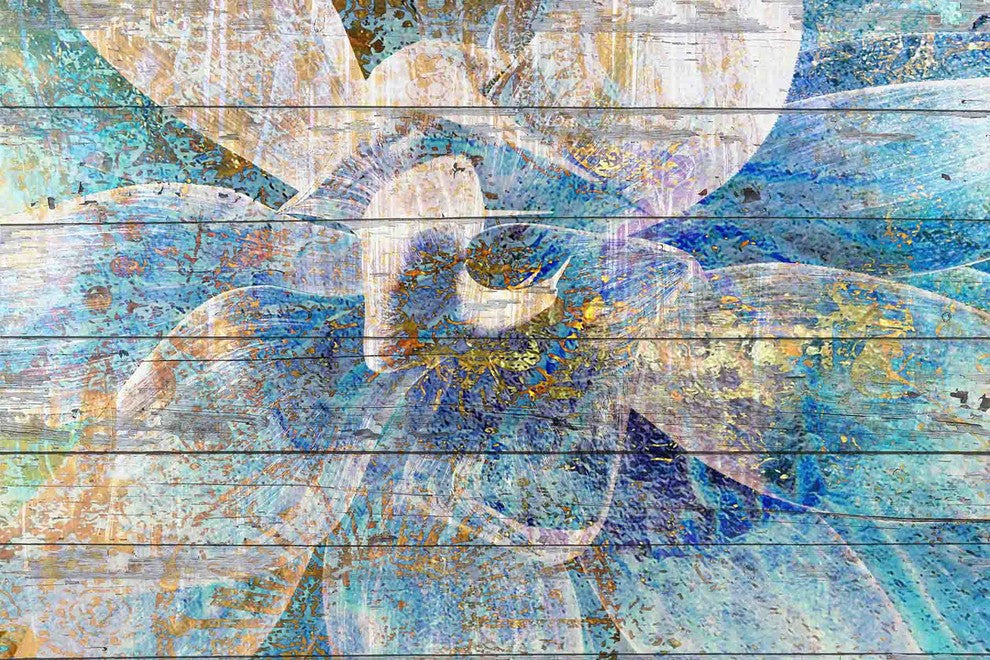 "Gold Blue Succulent" Painting Print on Canvas by Irena Orlov