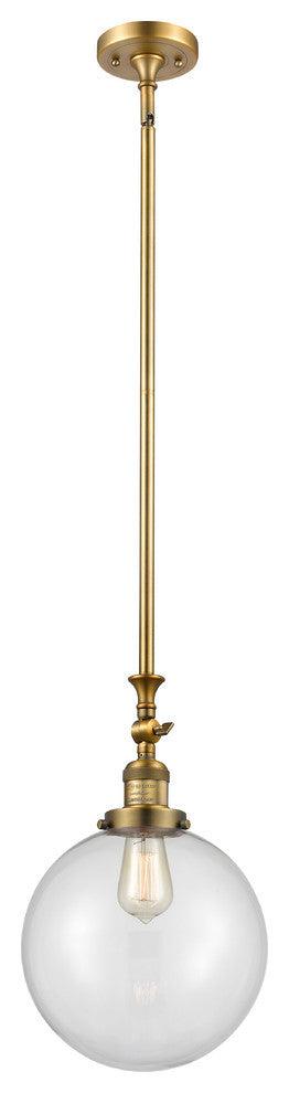 X-Large Beacon 1-Light Mini Pendant, Brushed Brass, Clear
