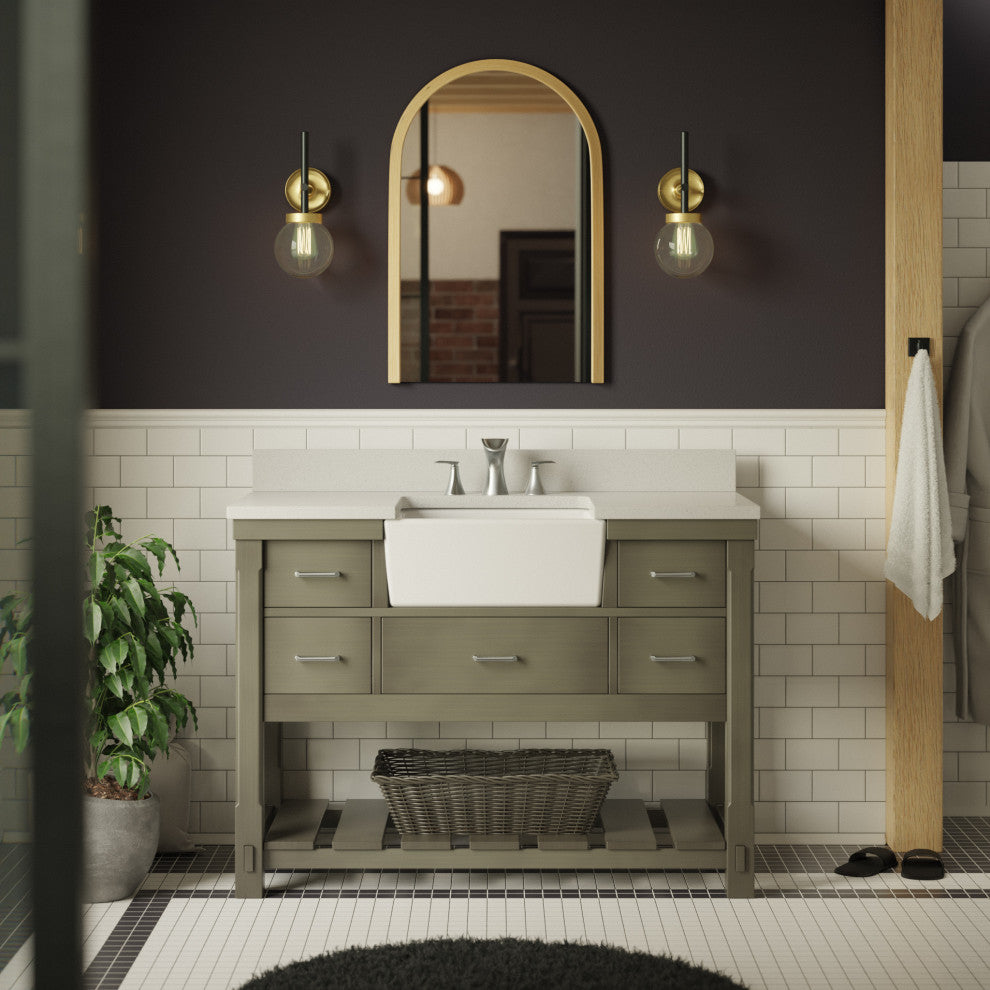 Charlotte 48" Bathroom Vanity, Weathered Gray, Quartz