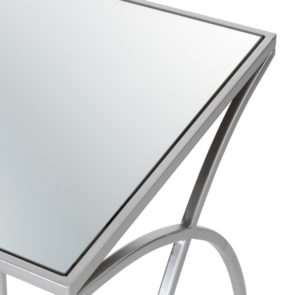 Metal With Glass Accent Table, Set of 2, Silver