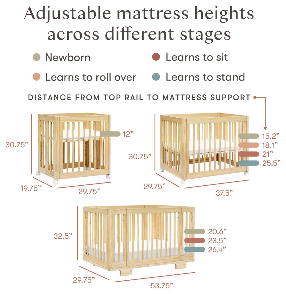 Yuzu 8-in-1 Convertible Crib With All-Stages Conversion Kits, Natural