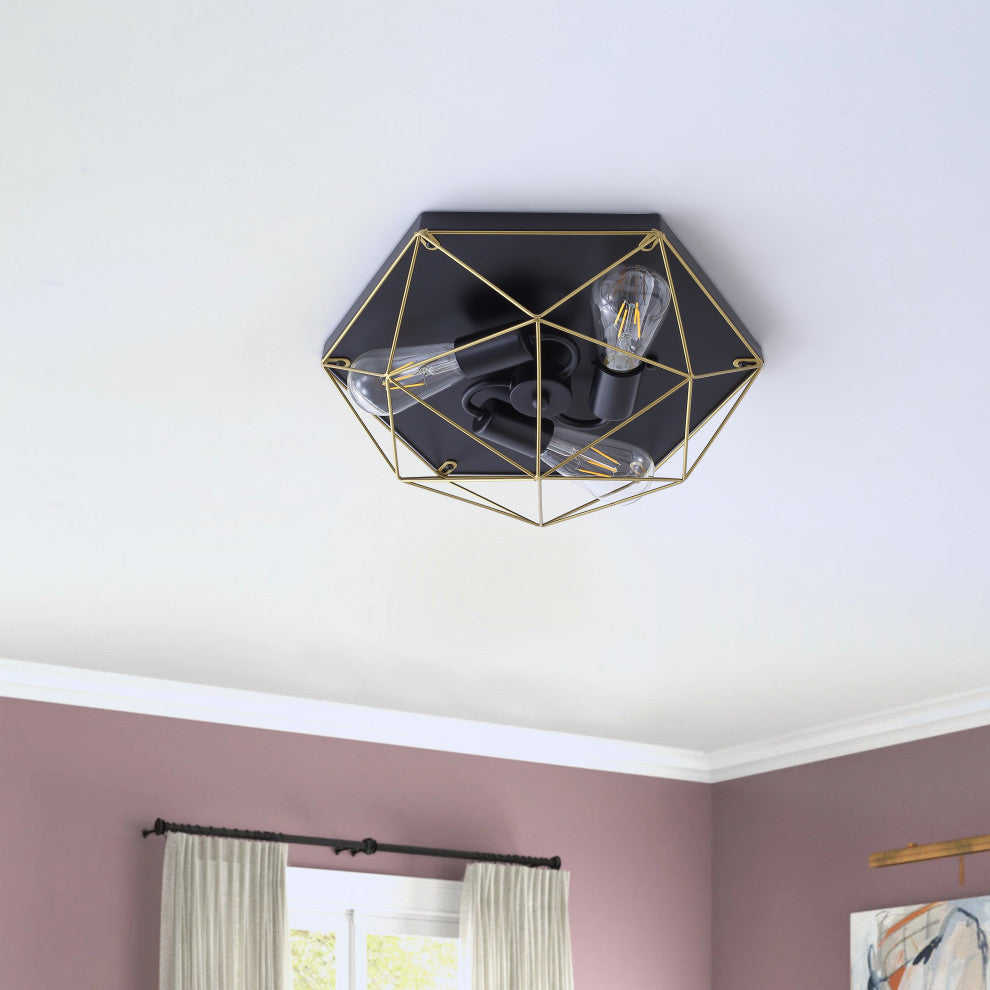 3-Light Geometric Flush Mount Light