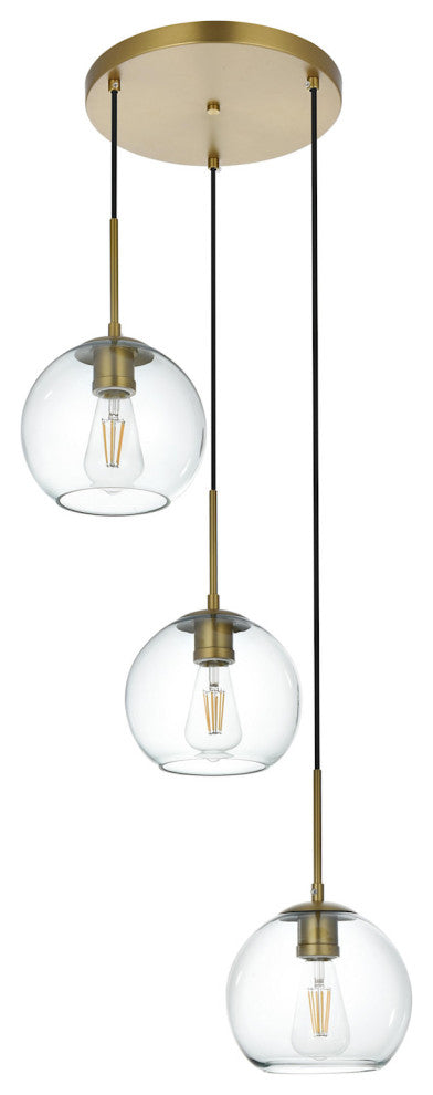 Elegant Lighting LD2208 Baxter 3 Light 18"W Multi Light Pendant - Satin Gold