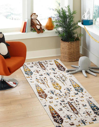 Aqua Pine Area Rug, Ivory, 2'6"x8'