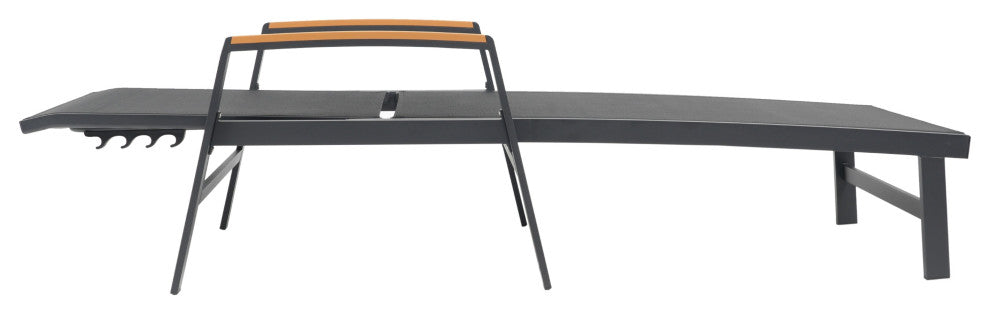 GDF Studio Outdoor Mesh and Aluminum Chaise Lounge, Black, Set of 2