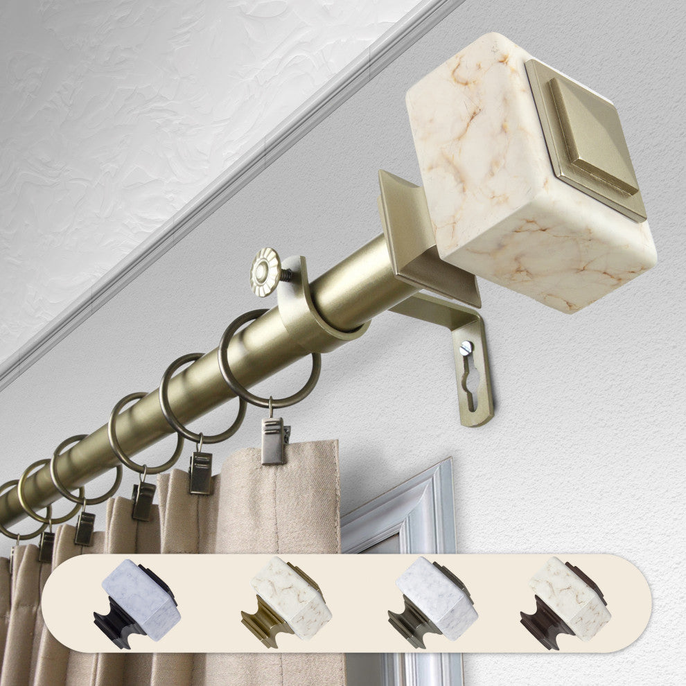 Aubree 1" Diameter Curtain Rod, Gold, 28-48"