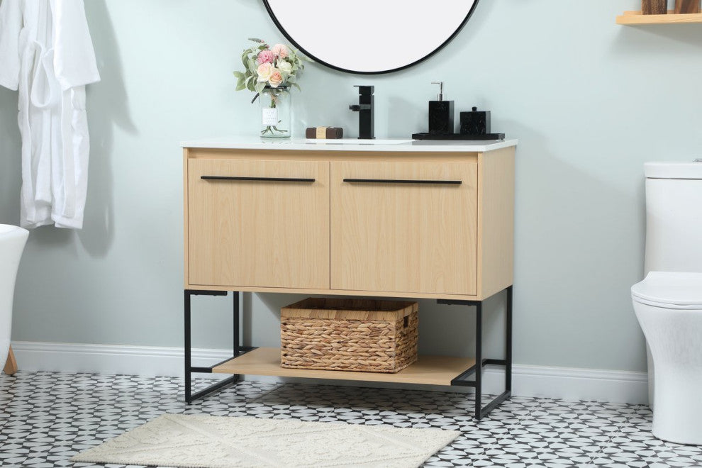 Sue 40" Single Bathroom Vanity, Maple