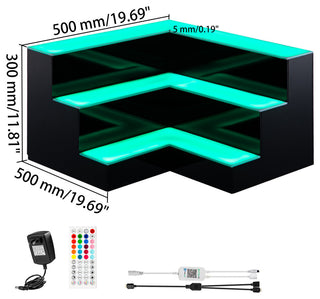 VEVOR Corner LED Liquor Bottle Display Shelf Lighted Glowing Shelf 20" 3-Step