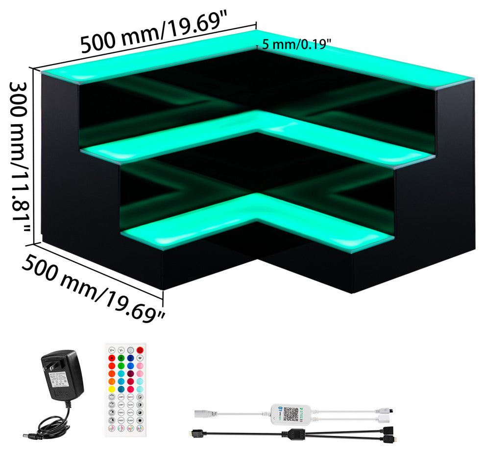 VEVOR Corner LED Liquor Bottle Display Shelf Lighted Glowing Shelf 20" 3-Step