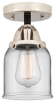 Small Bell Semi-Flush Mount, Black Polished Nickel, Clear, Clear