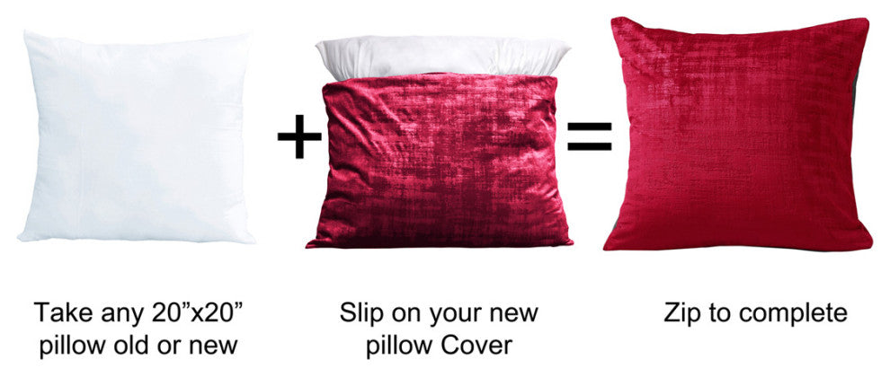 Velvet 2 Piece Euro Pillow Cover Set, Tango Red, 2 Piece, 26"x26"