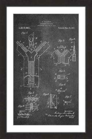 "Zipper 1917 Chalk" Framed Painting Print