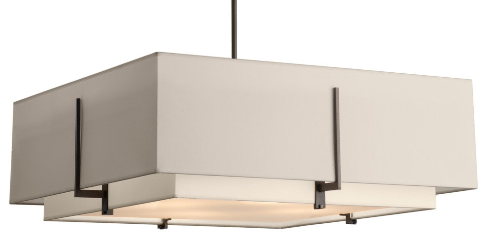 Exos Square Large Double Shade Pendant, Natural Anna Inner, Flax Outer